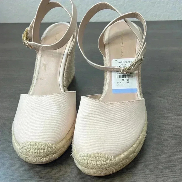Stuart Weitzman Women's White Mykonos Closed-Toe Espadrille Wedge Shoe Size 10 - Picture 9 of 15